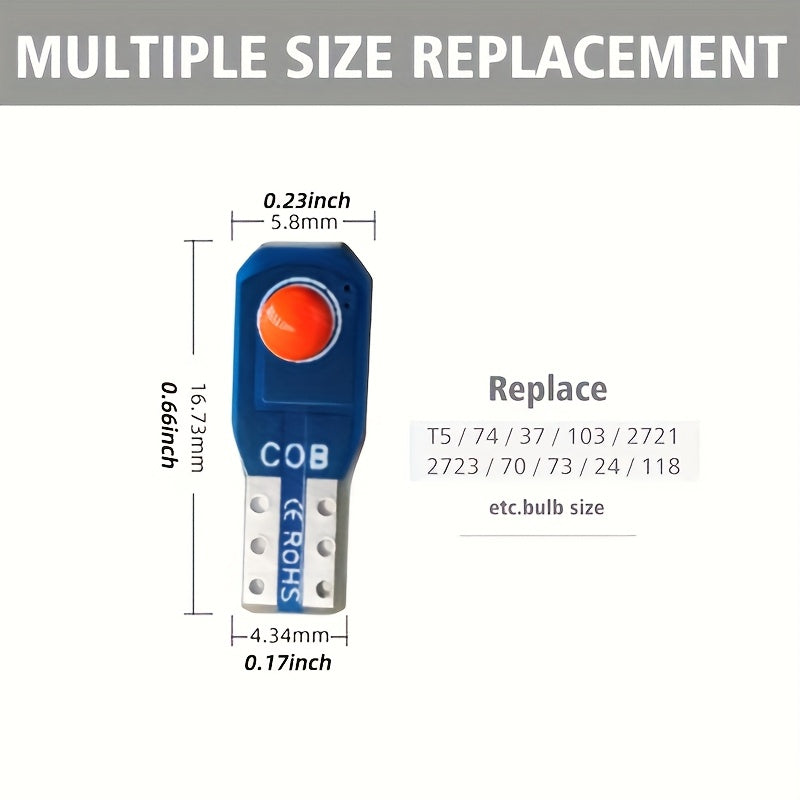 10 Pieces T5 LED Car Dashboard Lights 12V DC Instrument Panel Indicator