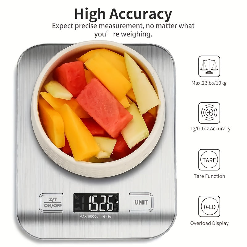 Digital Kitchen Scale Stainless Steel Food Weighing Tool with LCD Display