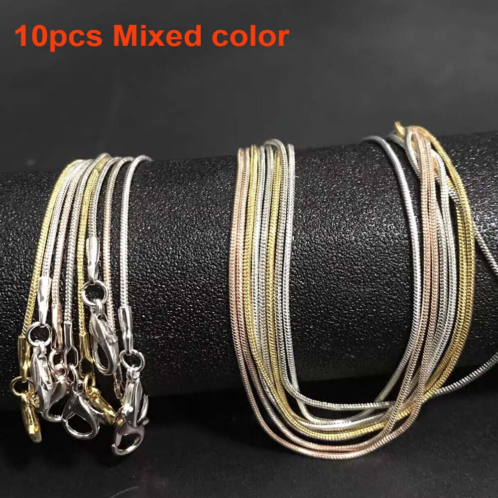 10 Pieces of Snake Chain Jewelry Sets in Rose Gold Gold and Rhodium Plating 16-30 Inch for DIY Crafting