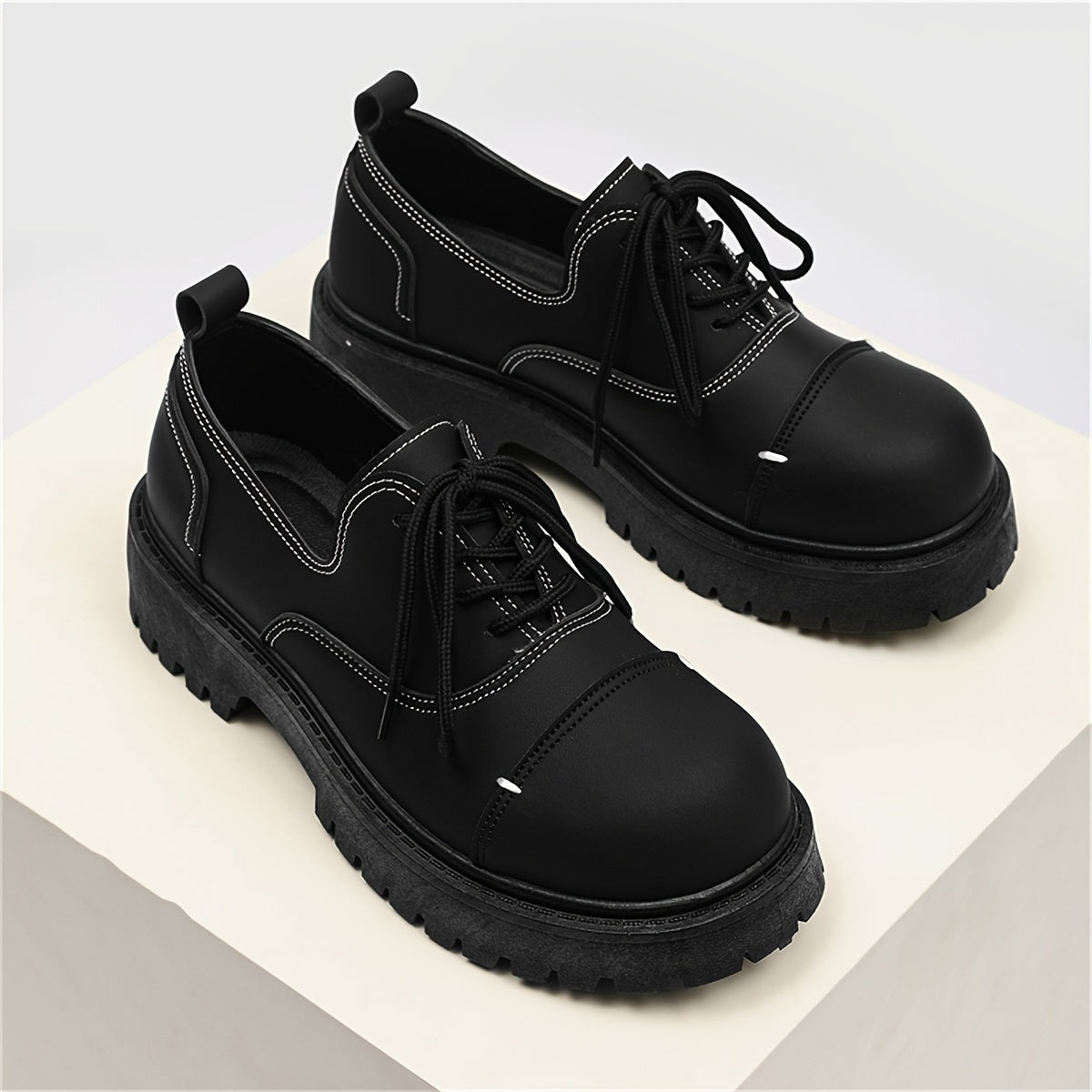 Men's Black Casual Street Style Oxfords Low Top Lace-Up Shoes