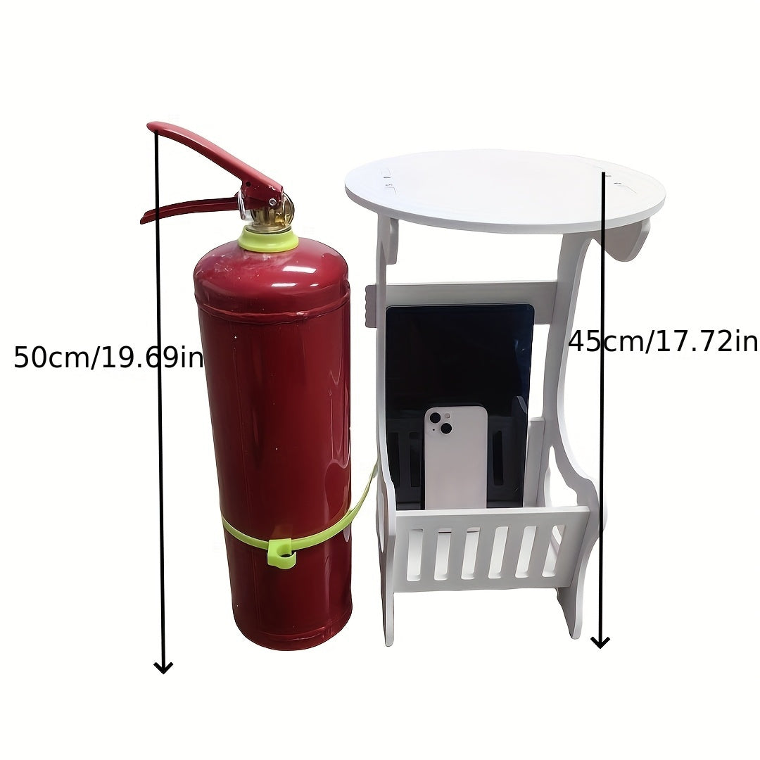 2024 Round Bedside Table with Tiered Shelf Plastic Polished Finish Space-Saving Storage