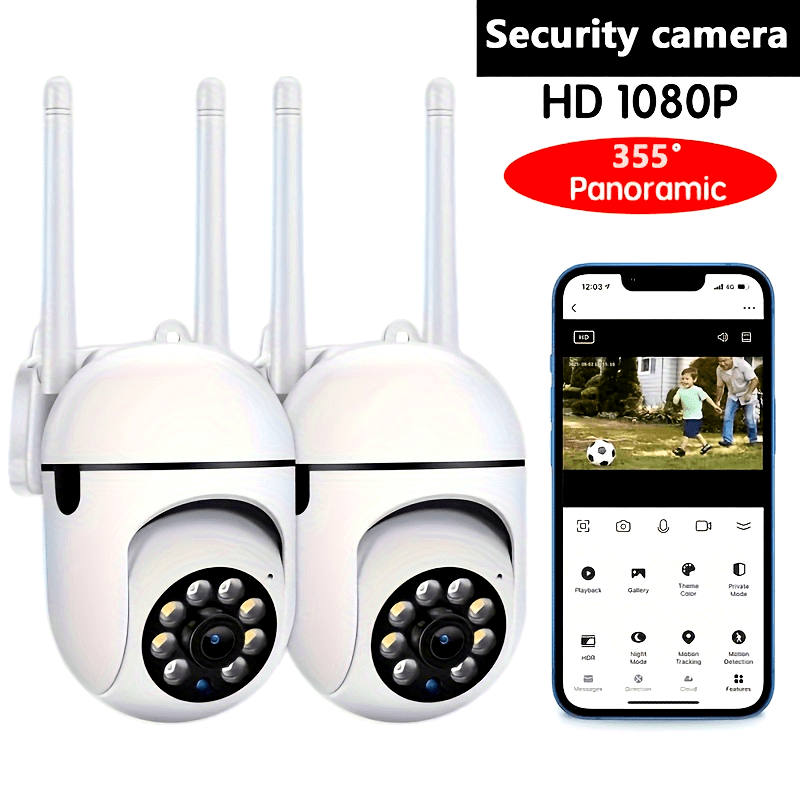 Wireless 1080P Panoramic Security Camera with Motion Detection Night Vision and Alarm Notifications