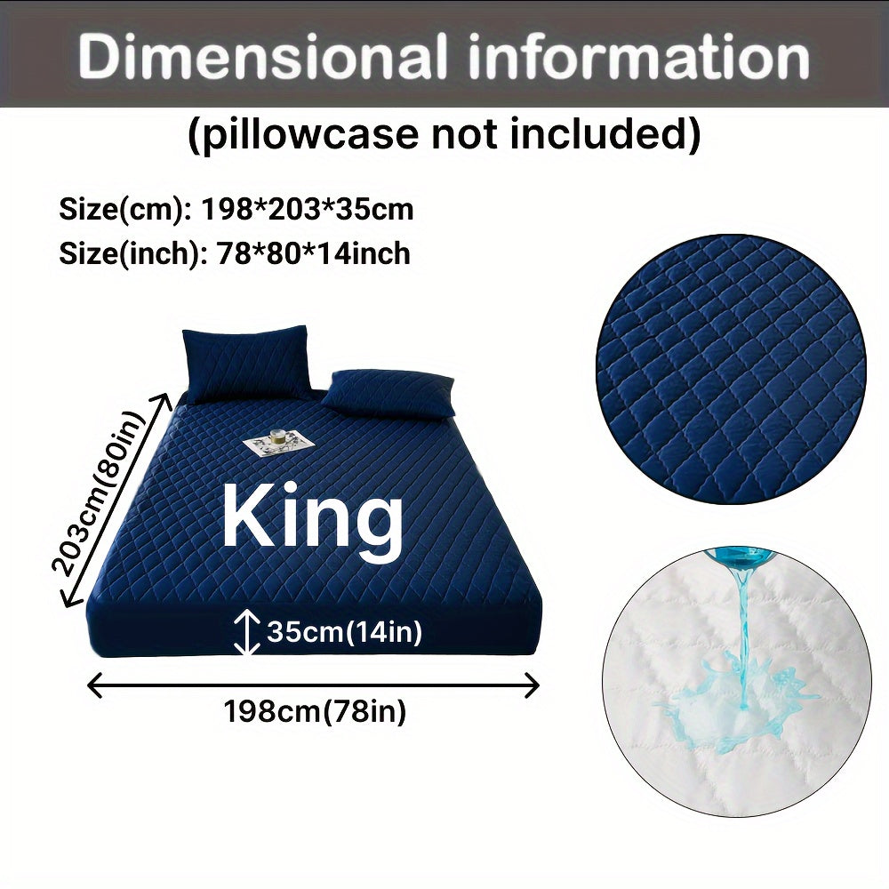Waterproof Mattress Protector Breathable Dustproof Quilted Bed Cover in White Dark Blue Green Gray