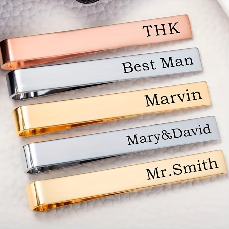 Men's Stainless Steel Tie Clip Engraved Wedding Valentine's Day Gift