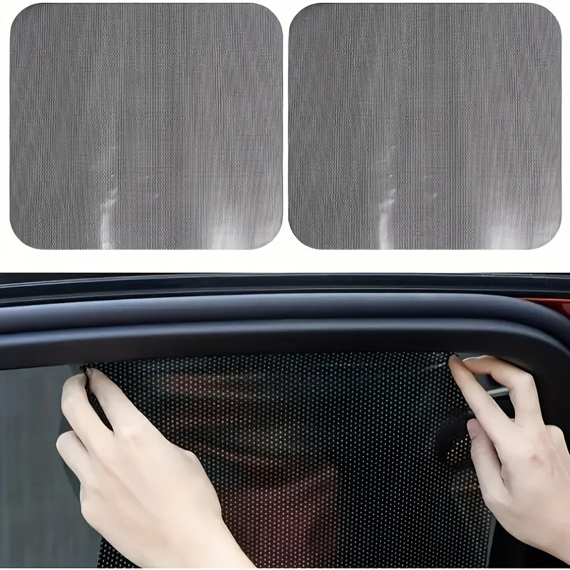 2-Pack Black Mesh Car Sun Shade Stickers UV Heat Blocker Plaid Window Decal