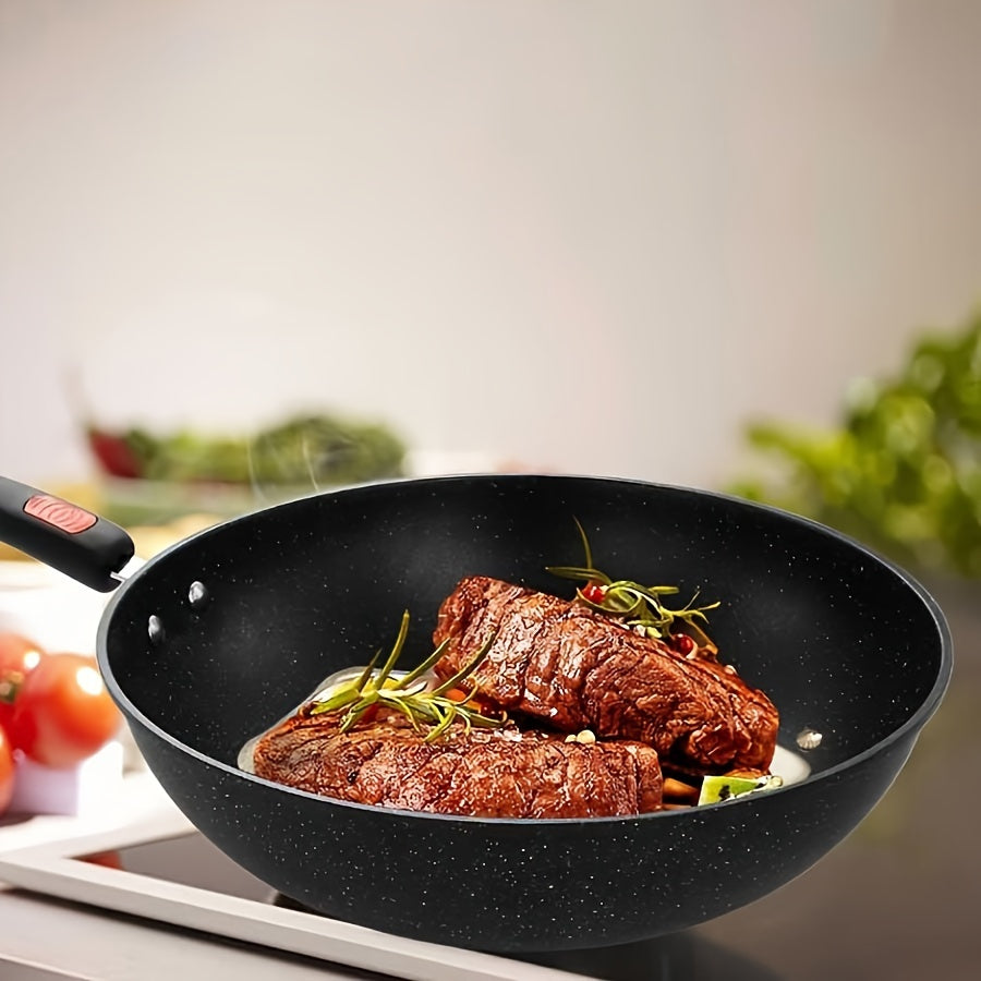 Set of 3 Cast Iron Cookware with Non-Stick Maifan Stone Coating Frying Pan Skillet Stock Pot