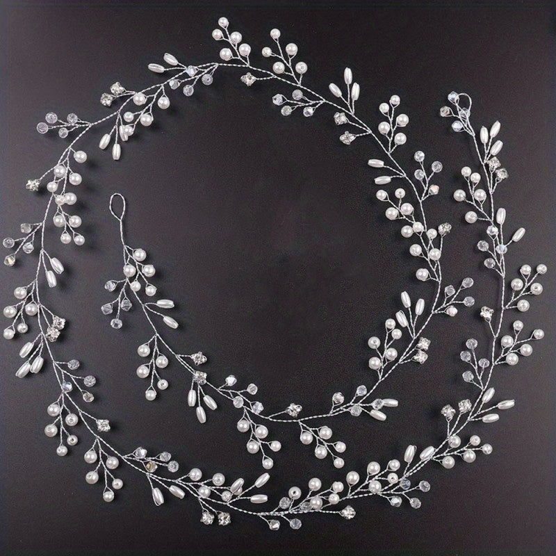 Elegant Fairy-Style Pearl and Braided Hairband for Bridal Wedding Accessories