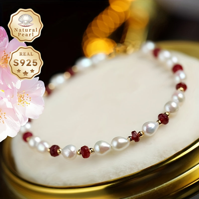 Women's Pearl Bracelet with Freshwater Pearls Silver Chain June Birthstone Jewelry