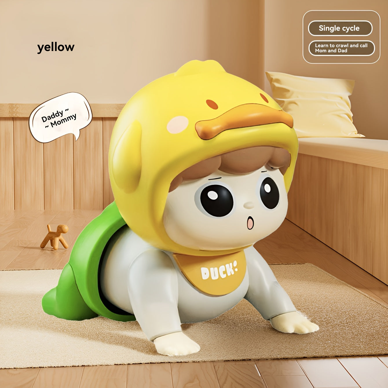 Interactive Crawling Toy for Toddlers with Music Speech Learning in White Pink Yellow