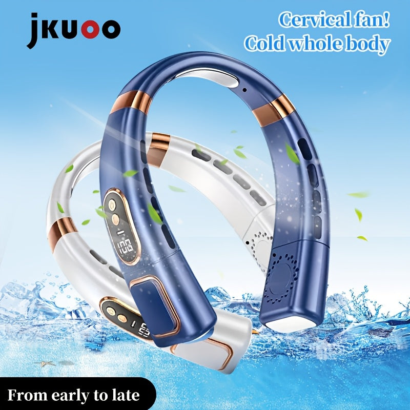 Portable Neck Fan with LED Display, 5-Speed, USB Rechargeable, Wearable Fan for Outdoor and Indoor Use