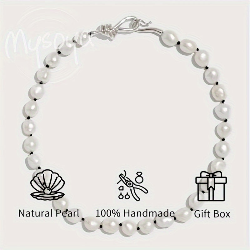 White Gemstone Necklace 6-8mm June Birthstone All-Season Gift Box