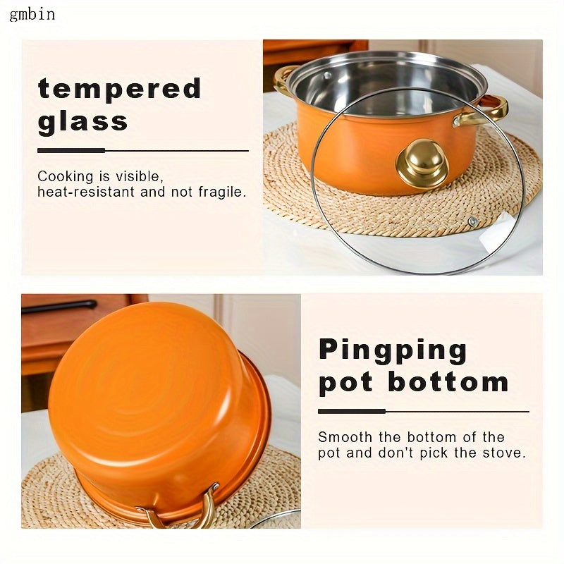 Juego de utensilios de cocina de acero inoxidable de 6 piezas, antiadherente, apto para lavavajillas, con tapas de vidrio