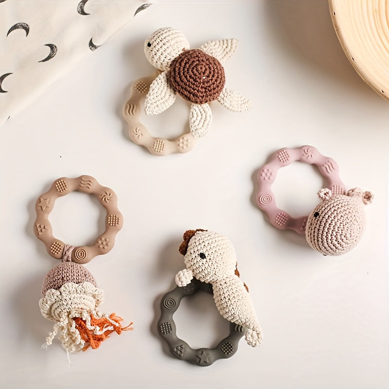 Baby Rattle with Soft Silicone and Vibrant Colors for Early Development