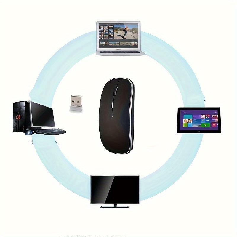 Wireless Mouse Rechargeable Type-C 2.4G Dual Receiver Silent Durable Plastic