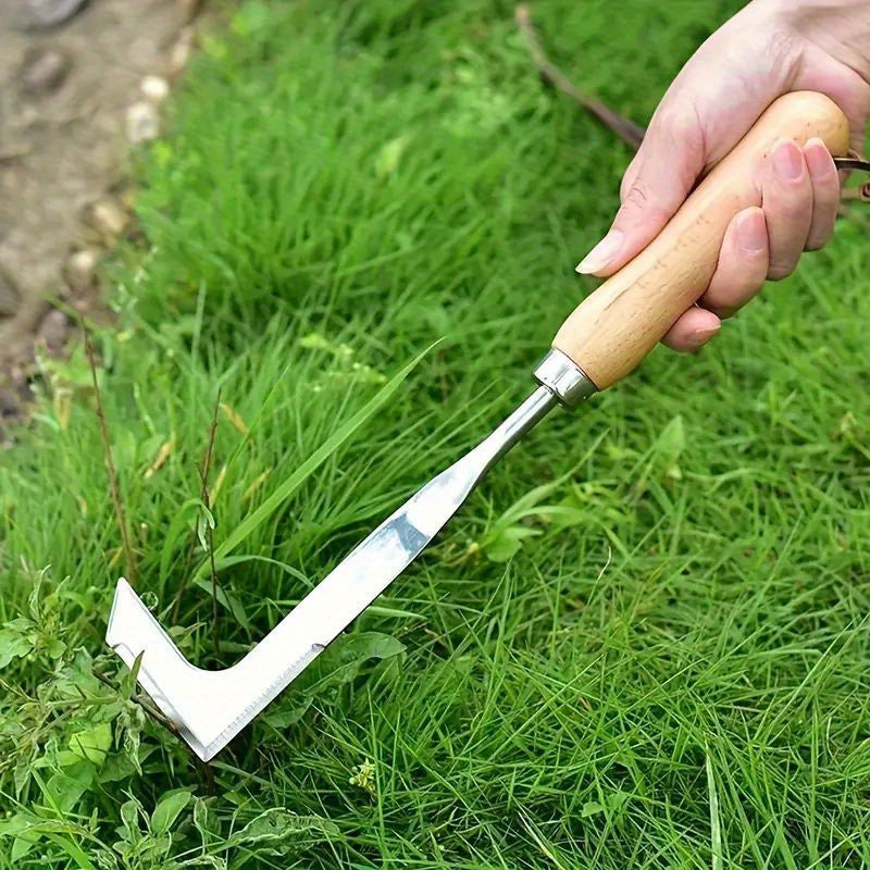 Garden Hand Tool Stainless Steel L-Shaped Weeding Tool 34cm Yard Patio Driveway