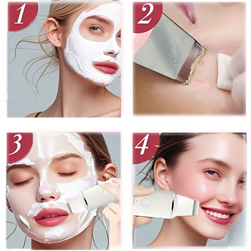 USB Rechargeable Facial Skin Scraper with 4 Cleaning Modes Exfoliation Deep Cleansing Tool