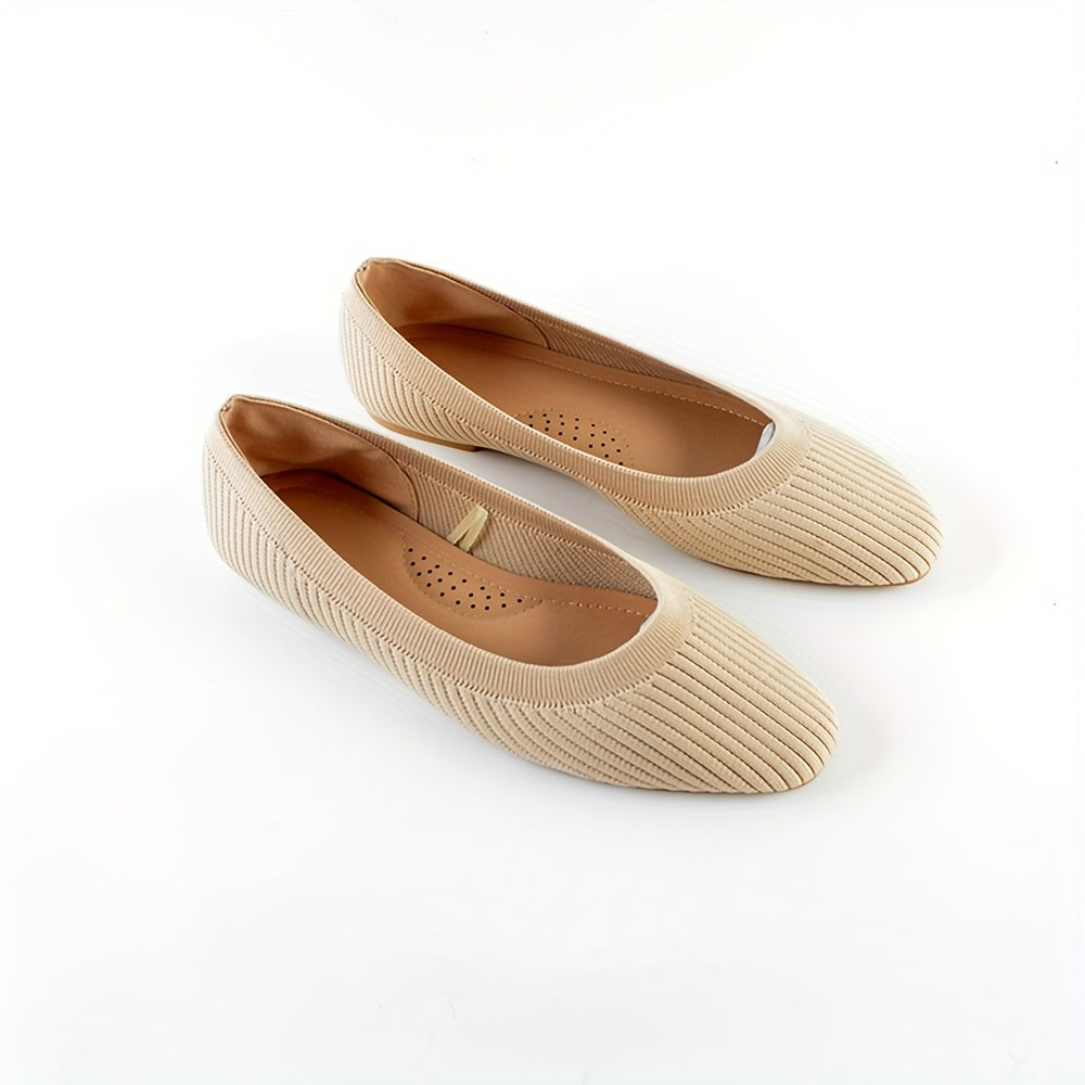 Women's Slip-On Ballet Flats Breathable Knit Black Lightweight Comfort