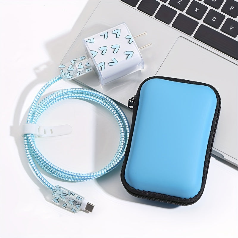 Hard Shell Cable Organizer Case for iPhone Accessories 6-Piece EVA Storage Kit