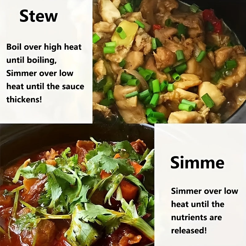 Olla de cerámica negra de 4L para sopas, guisos y arroz, resistente al calor, compatible con cocinas universales