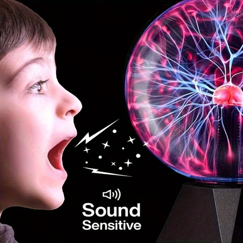 Modern Plasma Ball Lamp Touch Sound Sensitive Interactive Lightning Effects Crystal Shade USB Powered Battery Operable