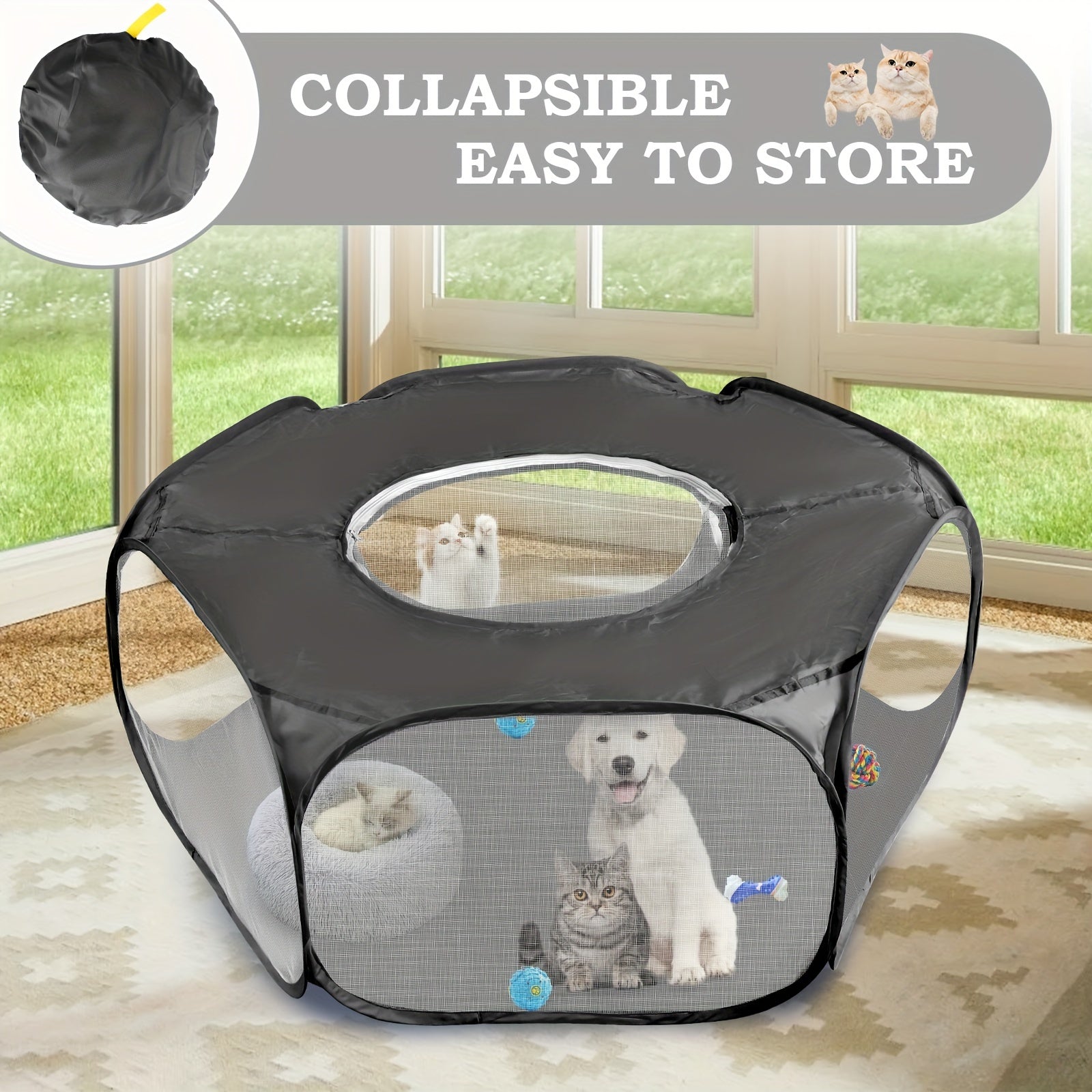 Игровой манеж для мелких животных с верхним покрытием, складной и дышащий, портативный спортивный забор для мелких домашних животных.