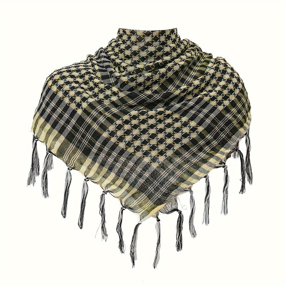 100% Polyester To'qilgan Bo'yin Salliq, Vintage Uslubidagi Taktik Cho'l Arab Bandana Dizayni, Ramazon uchun Mukammal An'anaviy Musulmon Shali. Xususiyatlari: Tekis Bosh Salliq va Kvadrat Hijob.