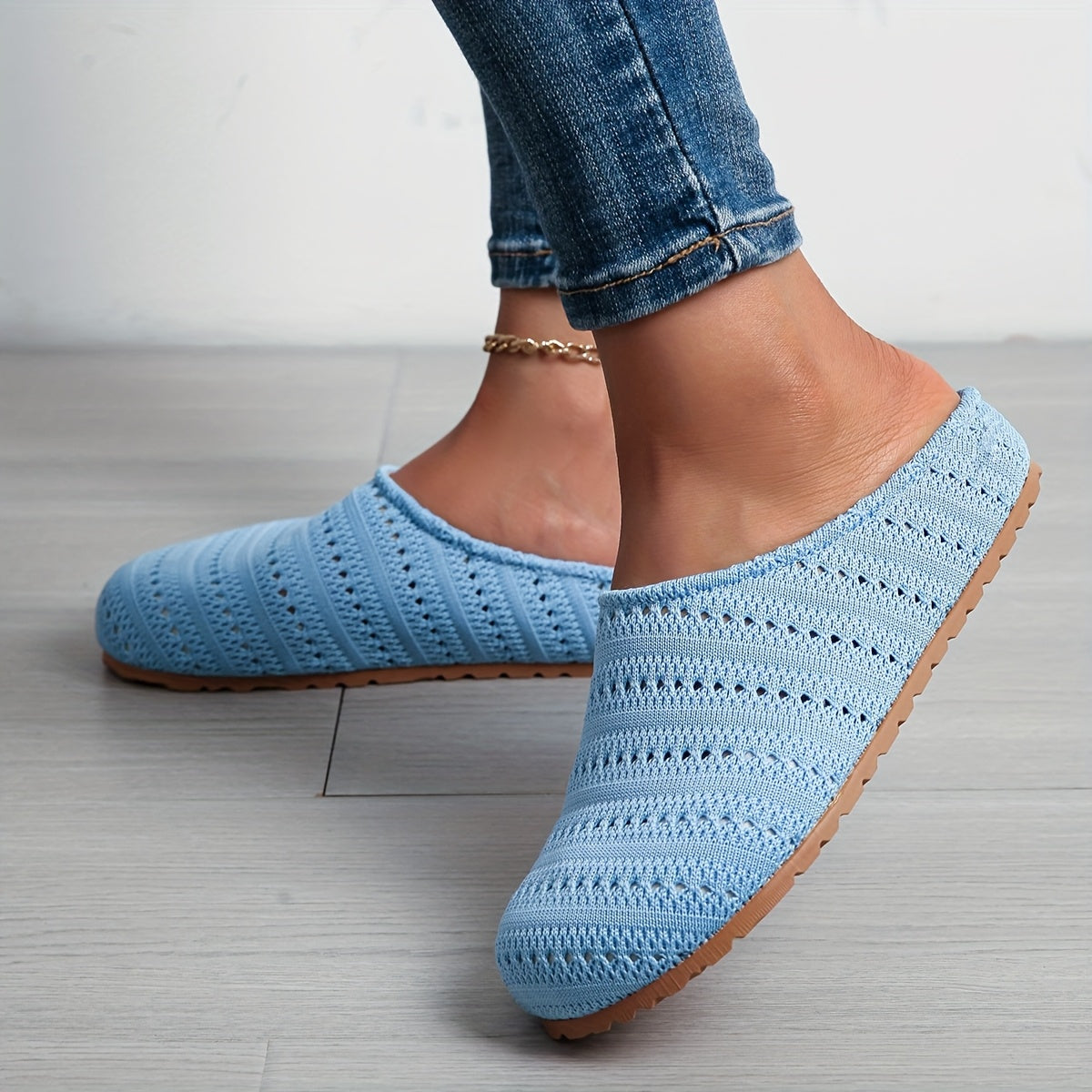 Women's Knit Slip-On Mules Summer Breathable Bohemian Large Size Shoes