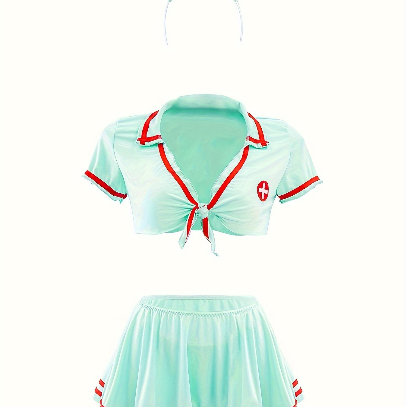 Women's Sexy Nurse Costume with Hat Top Underwear and Skirt