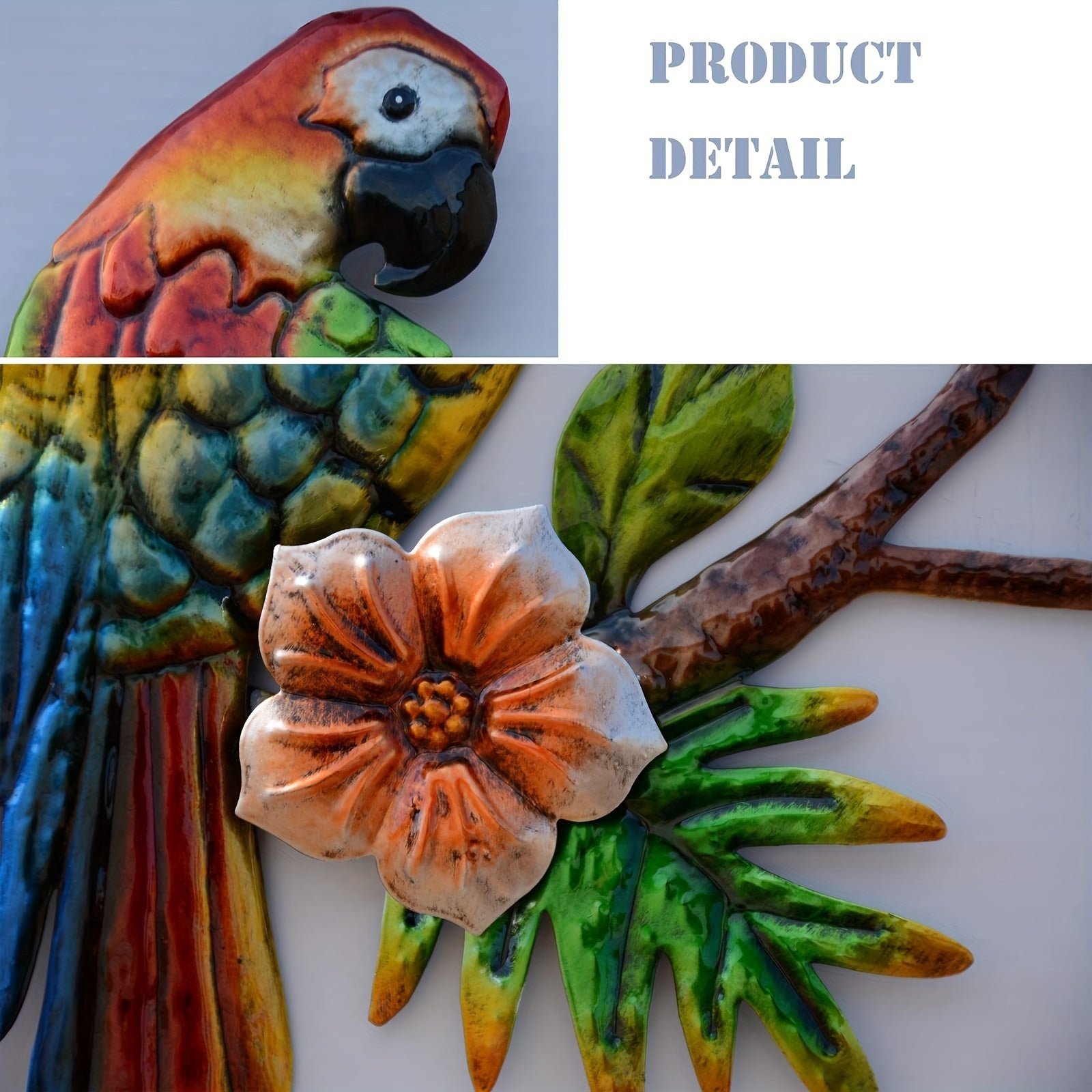 Set of 3 Metal Parrot Tropical Wall Art Decor for Indoor and Outdoor Use