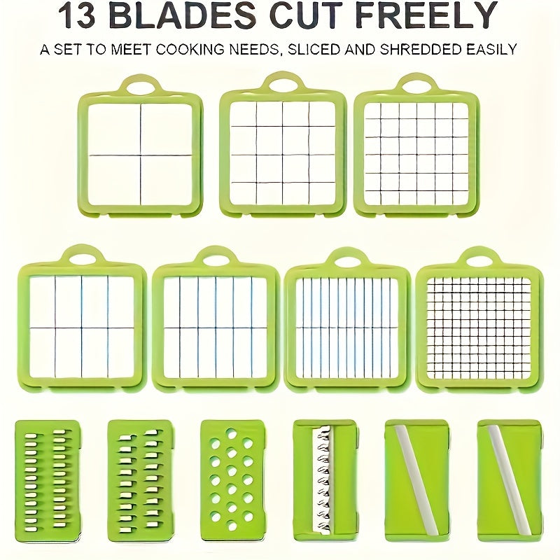 16/22 Combination Kitchen Vegetable Knife Set with 8 Stainless Steel Blades and Food Safe Containers