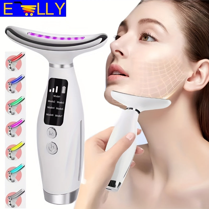 7-Color LED yuz va bo‘yinning massaj qiluvchi, ayollar uchun quvvatlanadigan USB bilan ishlaydigan teri parvarishi asbobi