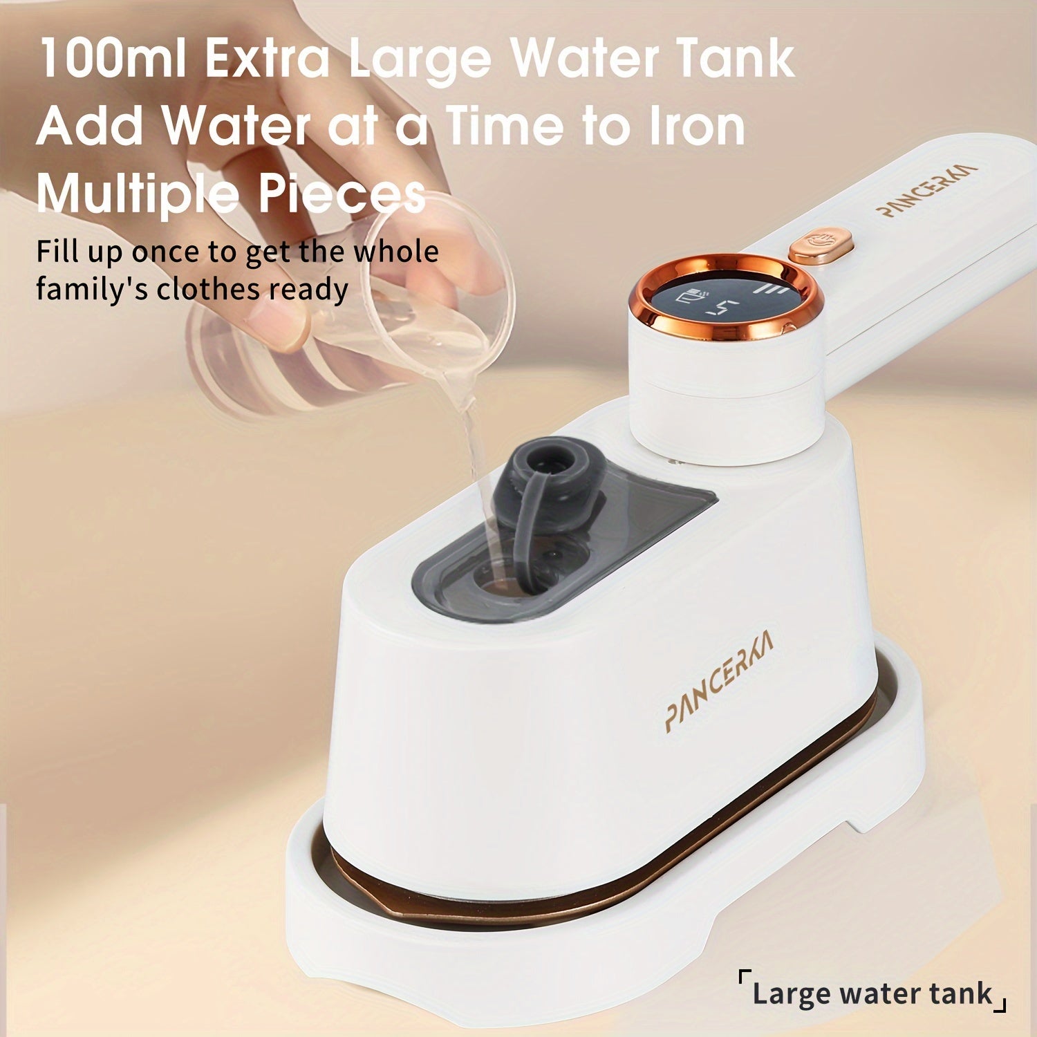 2-in-1 Handheld Garment Steamer Iron 1050W Large Soleplate LED Display