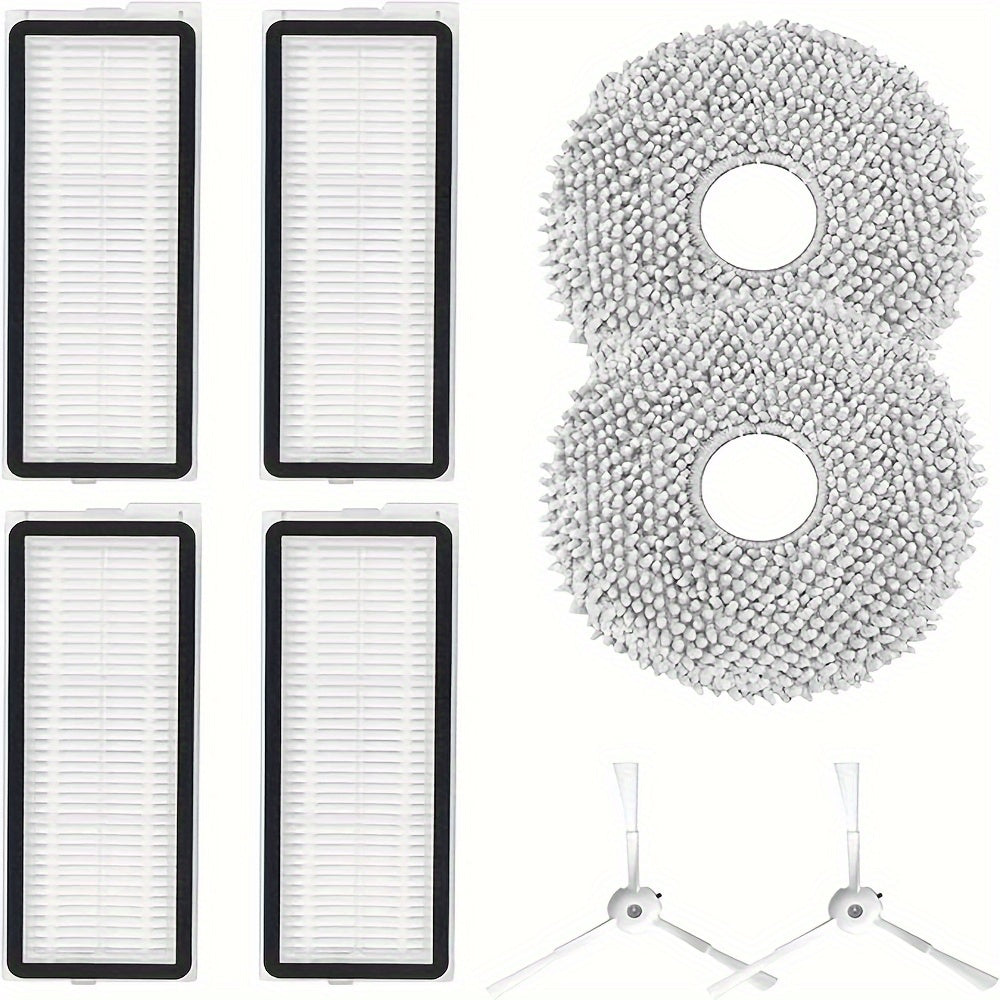 Roborock Q Revo MaxV/Q Revo Pro robot tozalagichi uchun aksessuarlar to'plami 8 dona: 2 dona mopa, 4 dona HEPA filtri va 2 dona yon cho'tka o'z ichiga oladi.