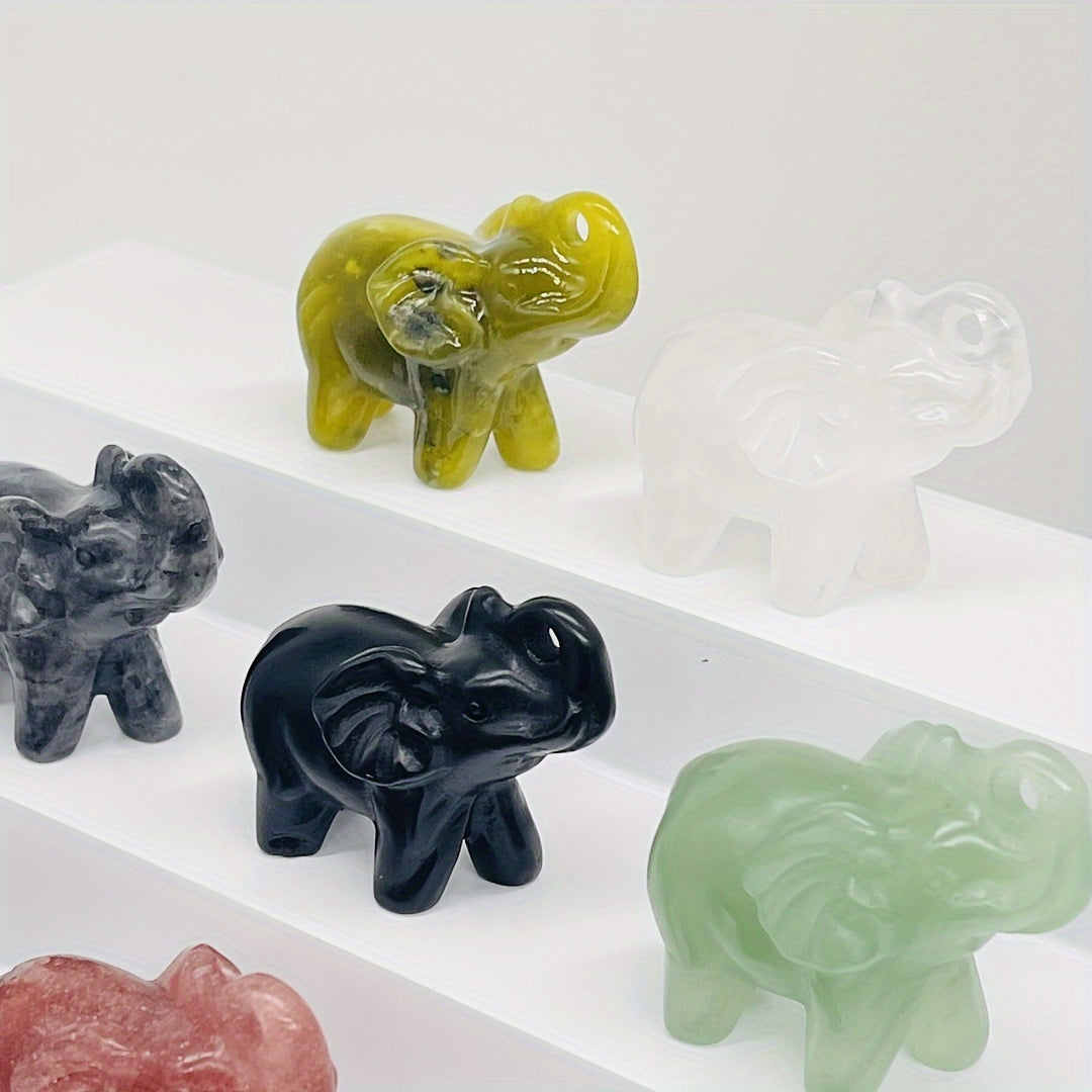 Crystal Carving Elephant Ornament 40mm Natural Crystal Stone Home Decor Gift