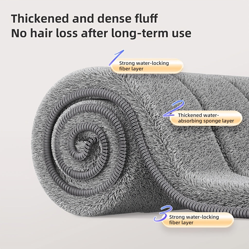Yomgʻirli tekis mop toʻplami, 4 ta qayta ishlatiladigan mato bilan, yogʻoch, plitka, laminat pol uchun