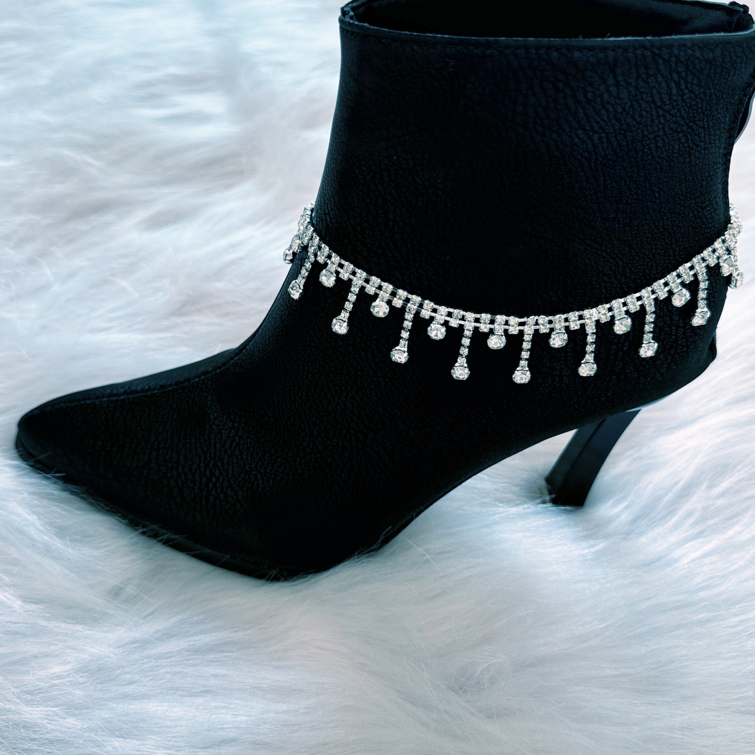 Women's Rhinestone Shoe Chain Shiny Boot Ornament 1/2 Pcs
