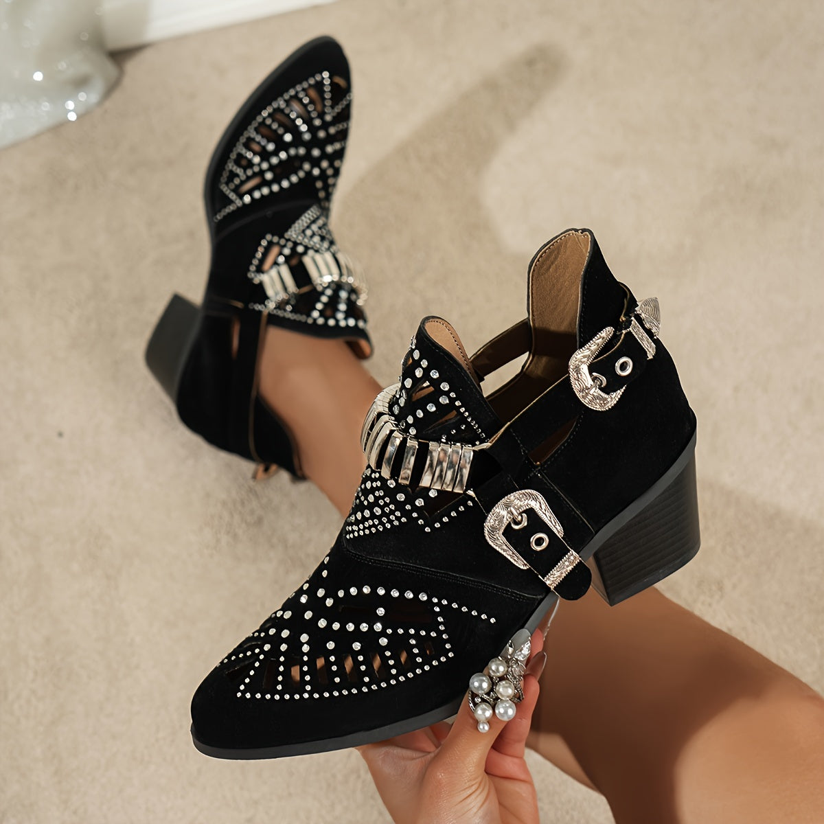 Women’s Black Leather Ankle Boots Slip-On Vintage Fashion for Festivals