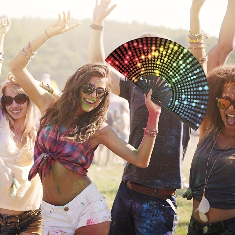 Glow-in-the-Dark Folding Fan with Nature Theme Portable Party Accessory for Raves and Festivals