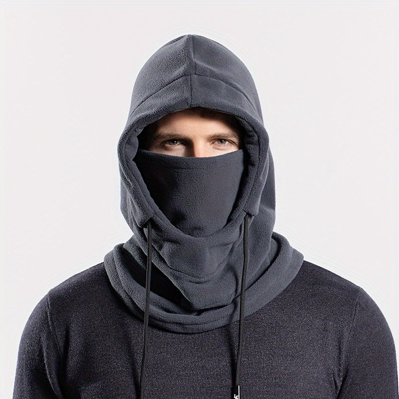 Winter Fleece Balaclava Windproof Ski Mask with Drawstring Hood for Outdoor Activities and Motorcycle Riding