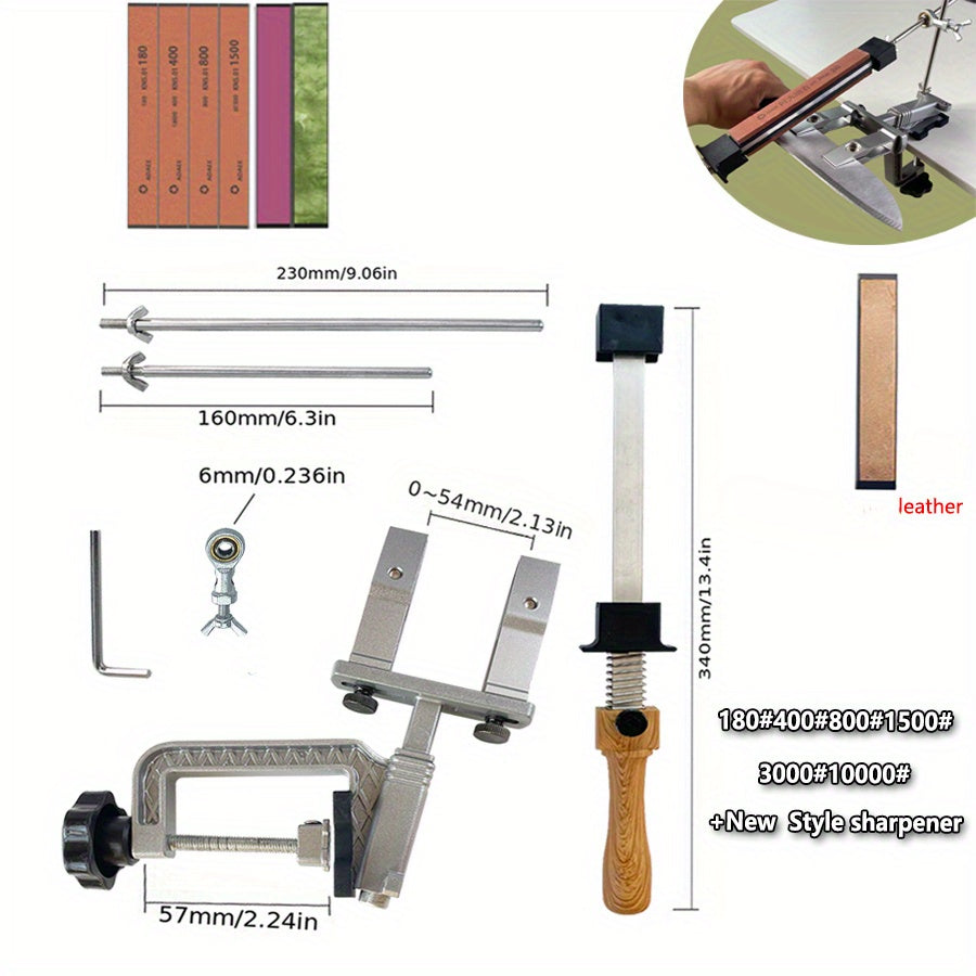 Keski qattiqlash uchun sozlanadigan burchakli ko'p bosqichli maydalash va silliqlash to'plami bilan pichoqni shimgich qilish tizimi