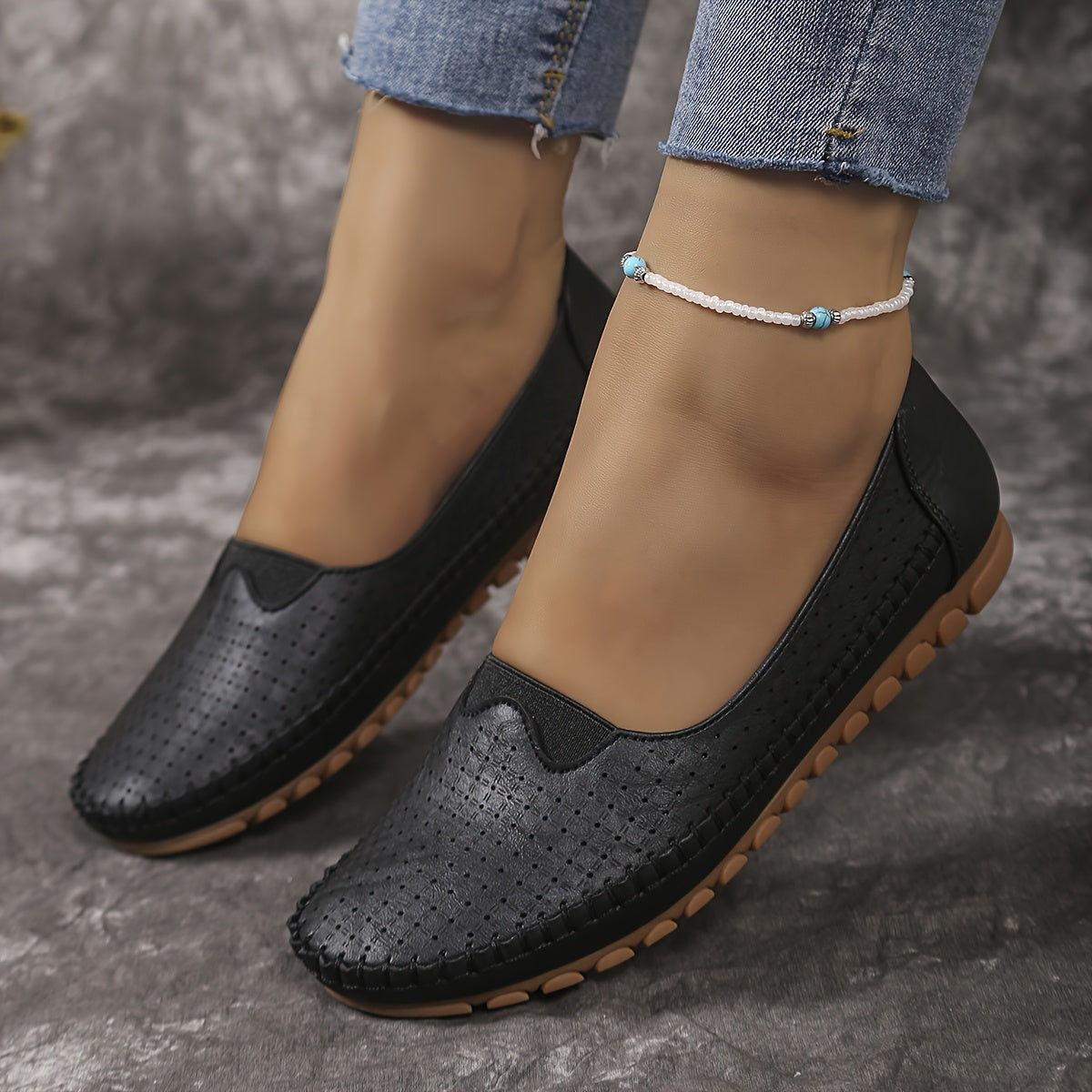 Women's Slip-On Flats Synthetic Faux Leather Comfortable All-Season Round Toe