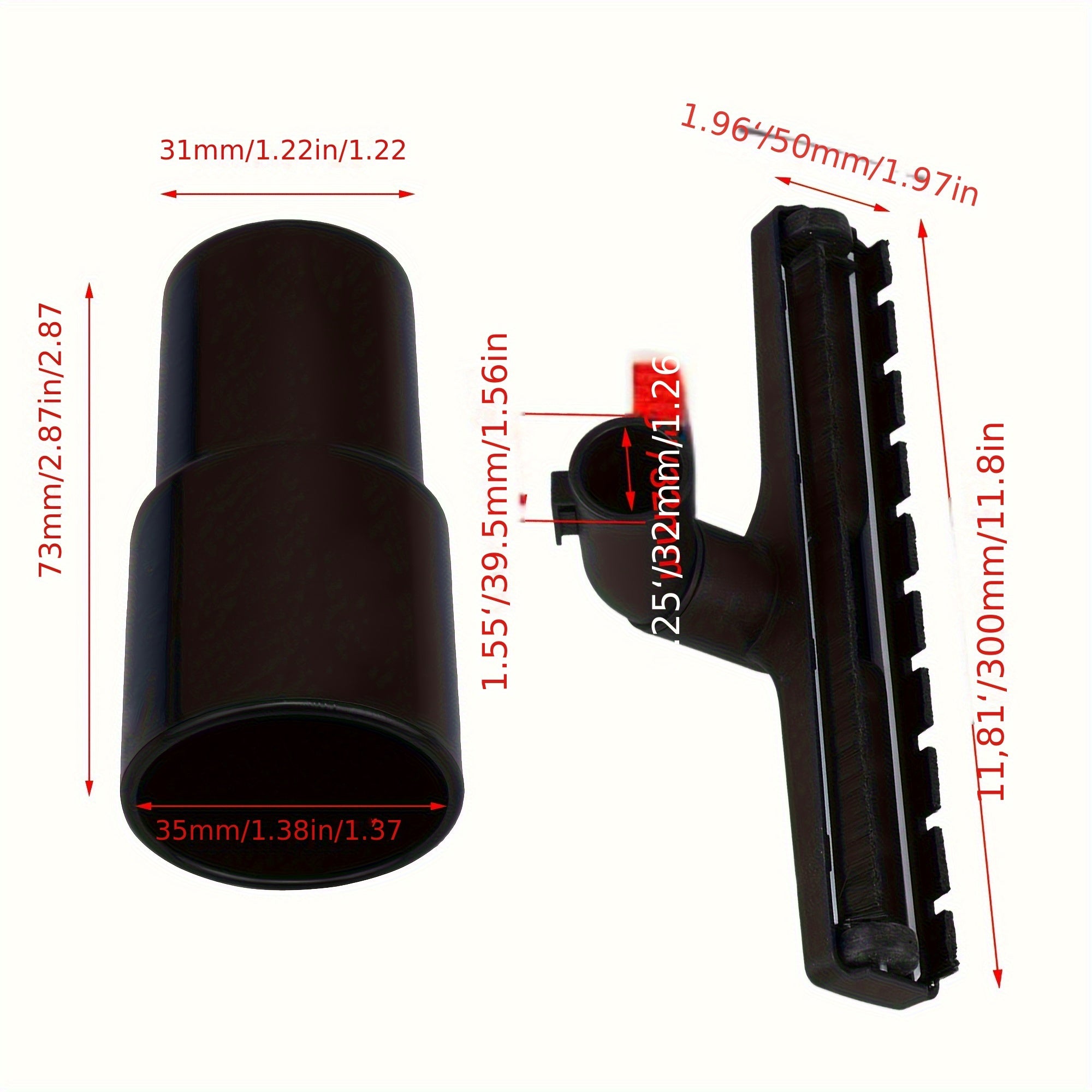 Cepillo para suelos de aspiradora universal con ruedas y adaptador 32mm plástico negro