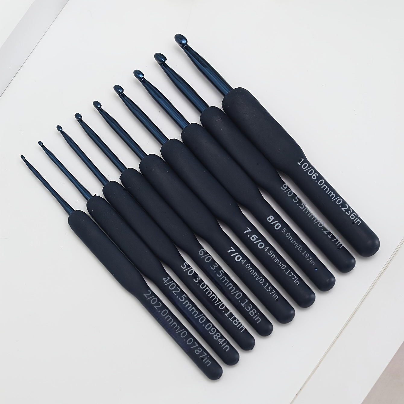 9-Piece Ergonomic Crochet Hooks Set for Arthritic Hands Navy Blue