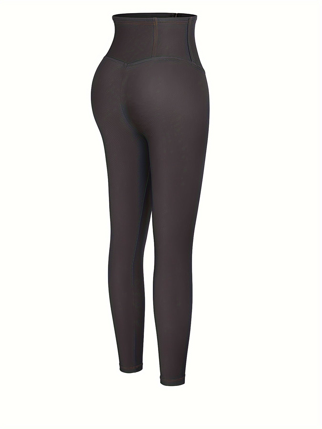 Women's Denim-Like Shaping Leggings with Tummy Control and Front Zipper