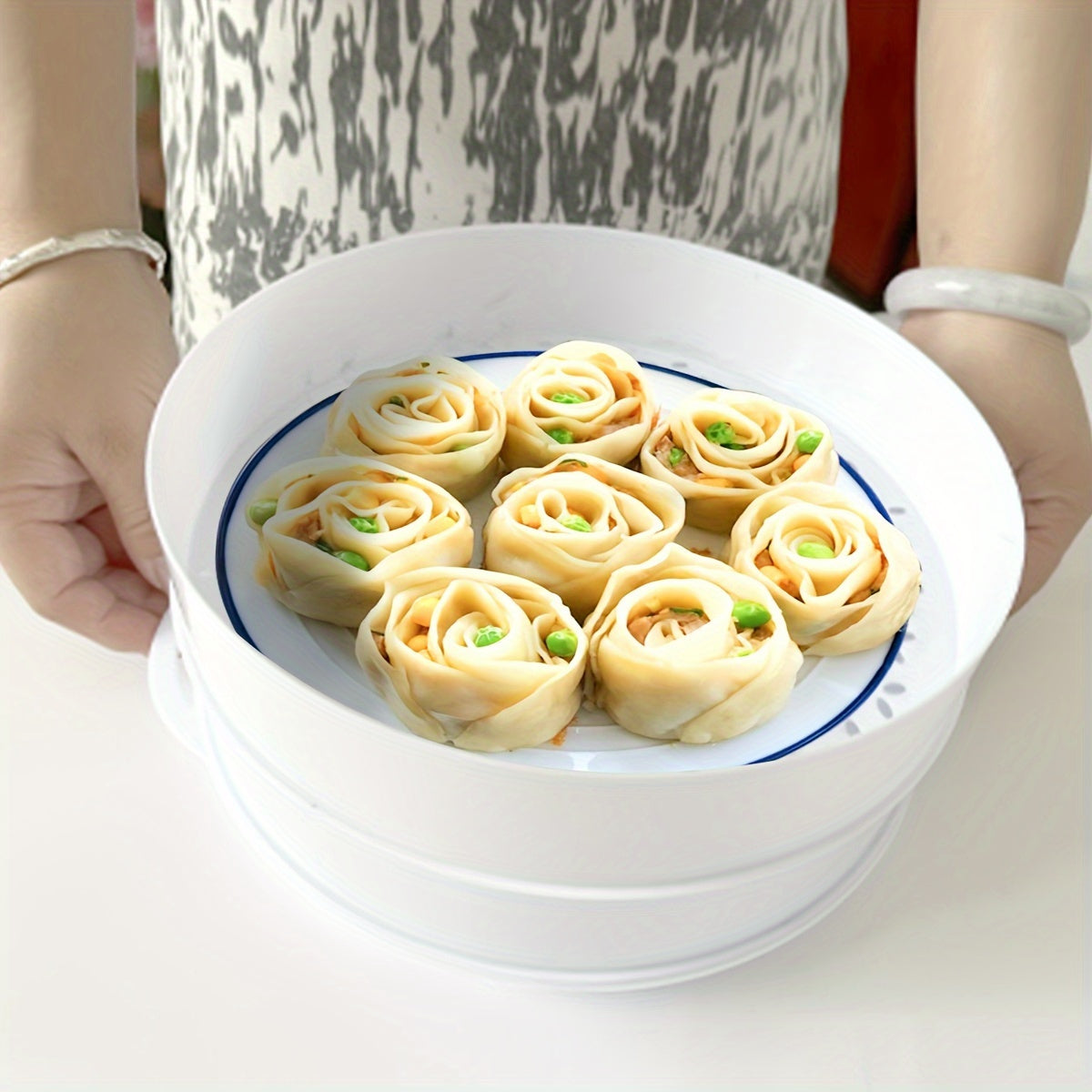 Double Boiler Steamer Multi-Tier Food Steaming System for Vegetables Rice Fish