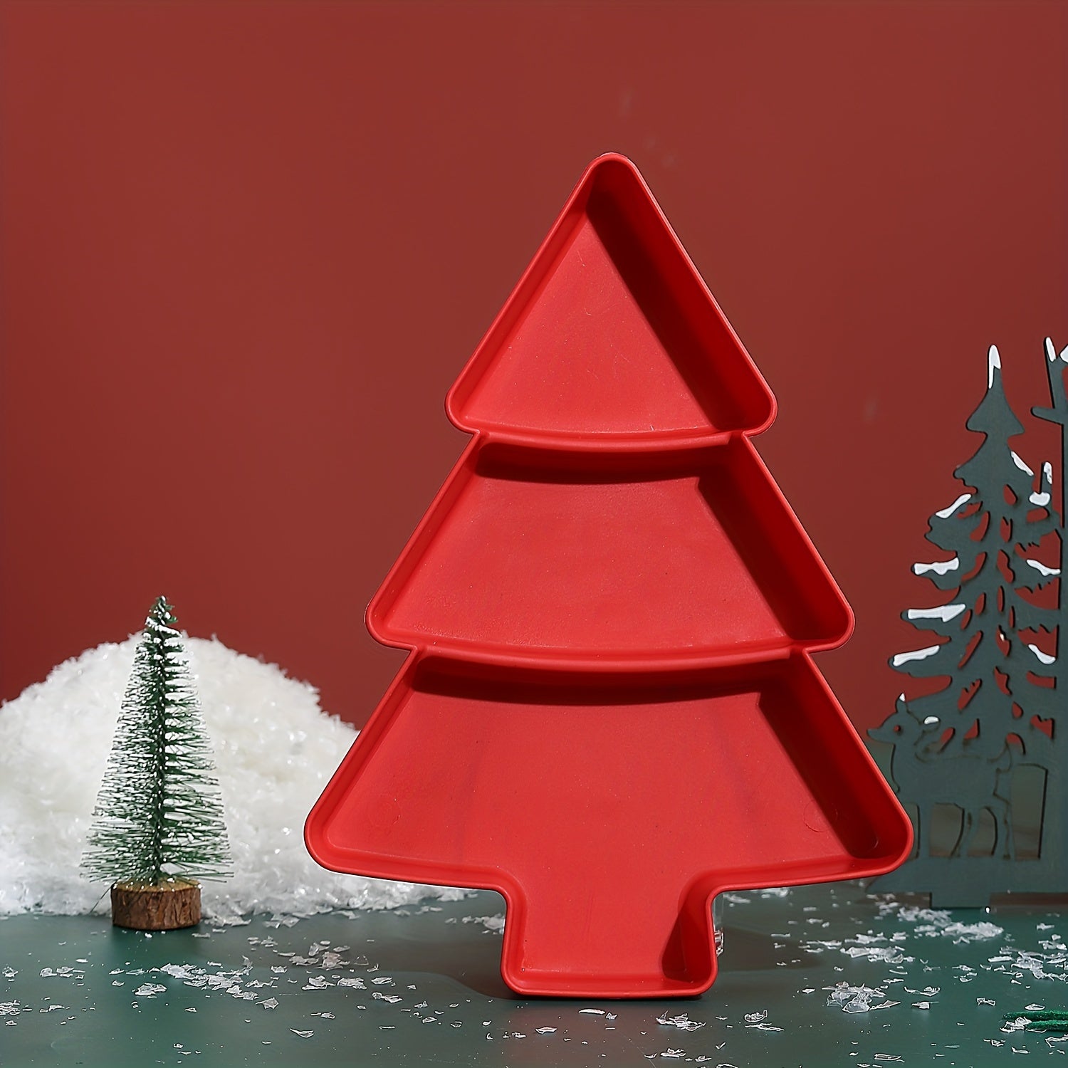 Christmas Tree Snack Tray for Nuts Fruits Candies Serving Platter Holiday Decor