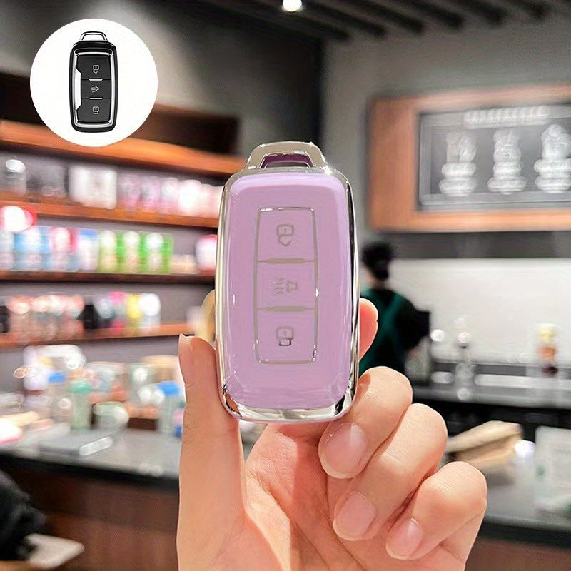 Car Key Fob Cover TPU Scratch-Resistant Black with Keychain for Vehicles