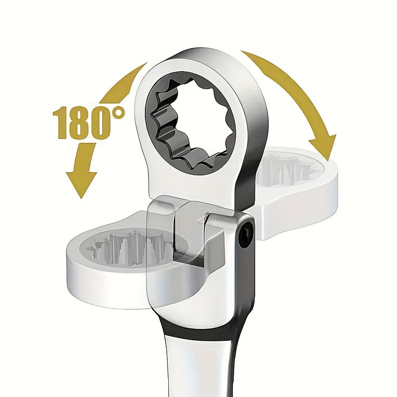 Juego de llaves de carraca con cabeza flexible de 72 dientes con giro de 180° para reparación de automóviles y en el hogar