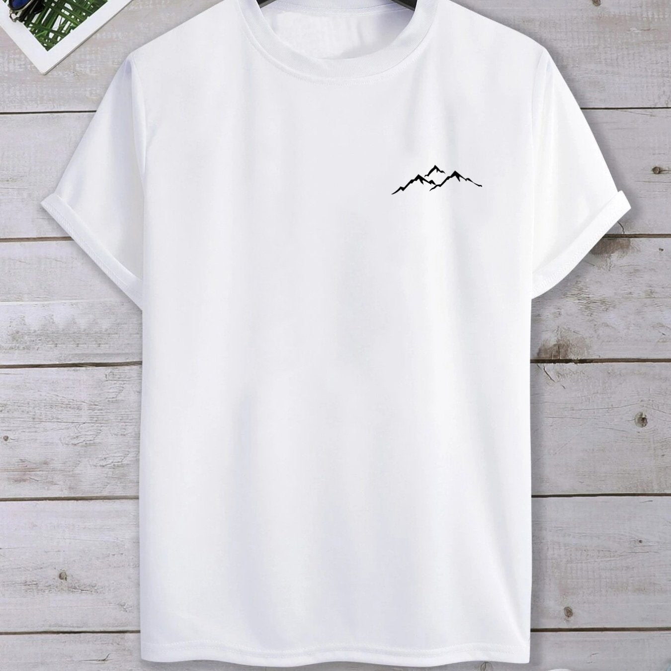 Мужская футболка с крупным принтом, повседневная, из полиэстера, короткий рукав, круглый вырез, лето