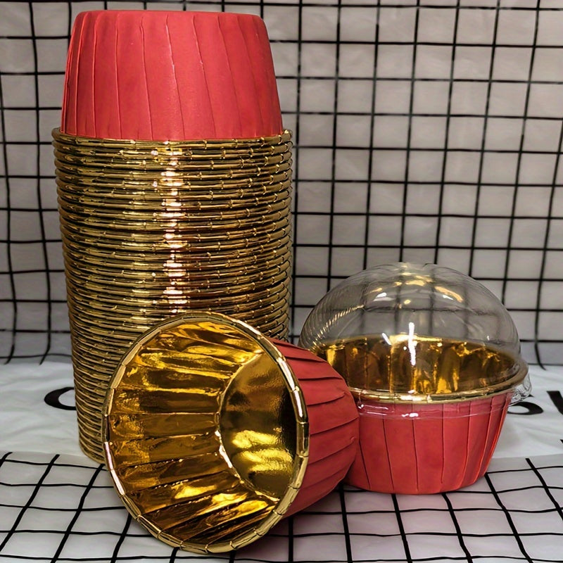 50 штук термостойких бумажных форм для кексов с крышками для выпекания кексов и маффинов